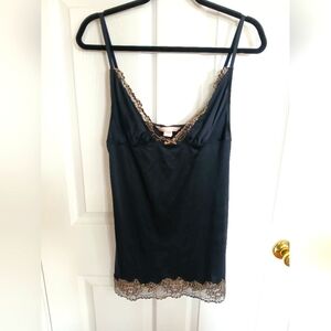 Victoria Secret Very Sexy Collection Black Chemise SZ L Cheetah print lace